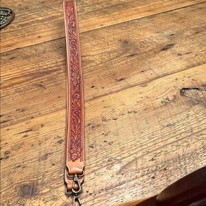 Brown Tooled Leather purse strap